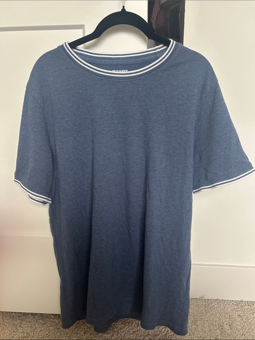 Old Navy Navy Blue Short-Sleeve Crewneck Tee with White Trim